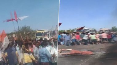 Karnataka: Banjara Community Blocks Shikaripura Road in Shivamogga Over Reservation Announced by State Government (Watch Video)